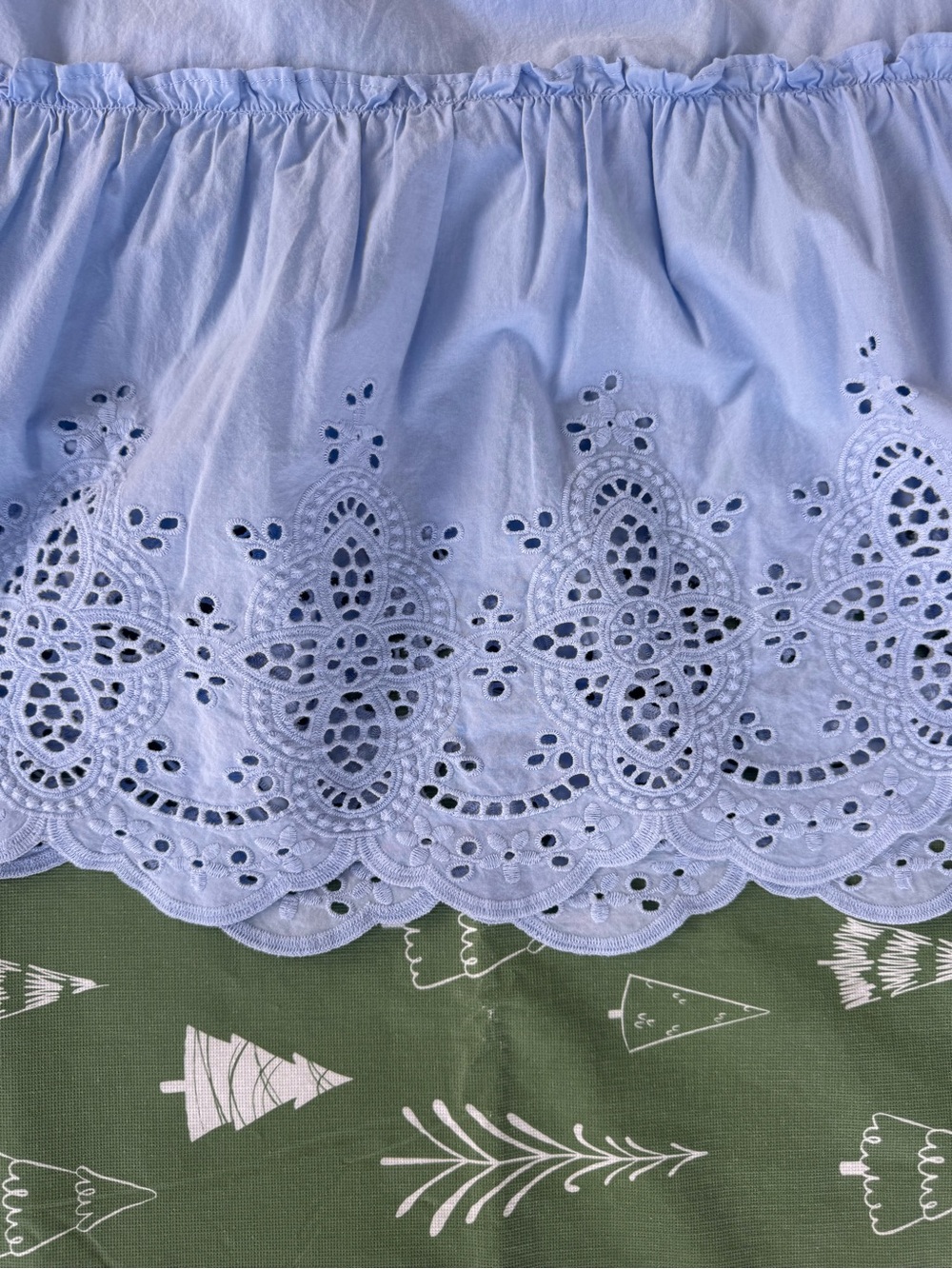 Time and Tru Women's XXL 20 Blue Cotton Eyelet Pull On A-Line Midi Skirt Pockets - Picture 5 of 16